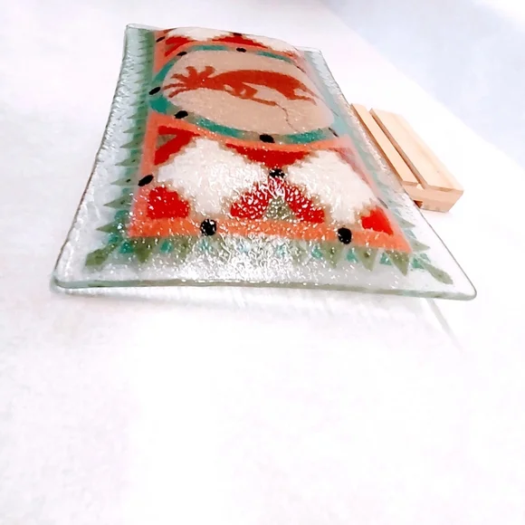KOKOPELLI FUSED GLASS TRAY SIGNED BY PEGGY KARR RETIRED 2002 - Picture 6 of 9